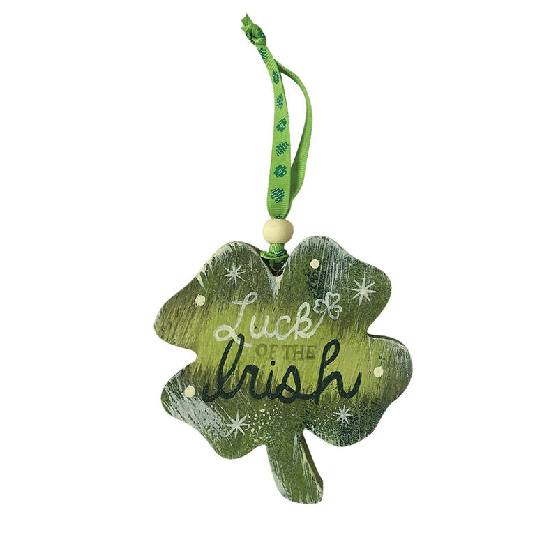 Rustic Ireland Shamrock Hanging Decoration With 'Luck Of The Irish' Text